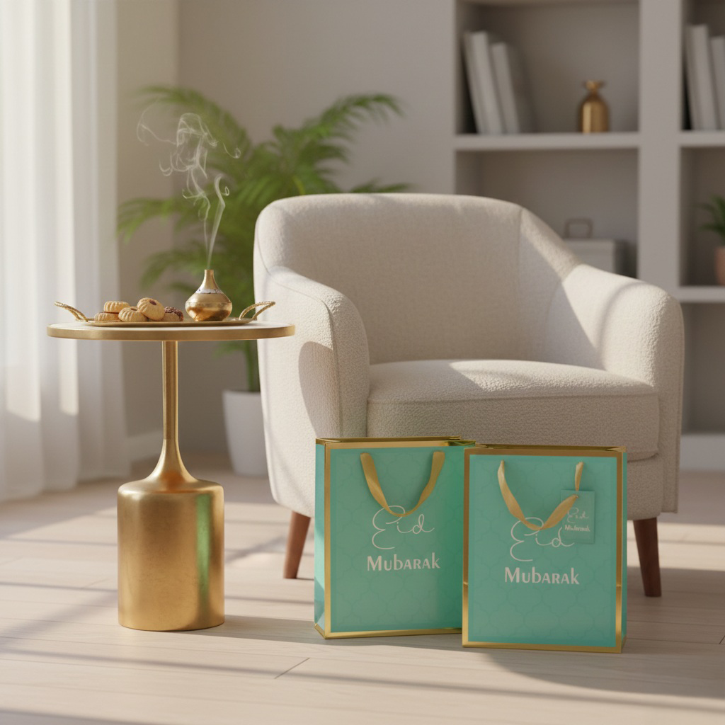 Sacs Cadeaux Aïd Mubarak Premium – Vert Menthe et Or