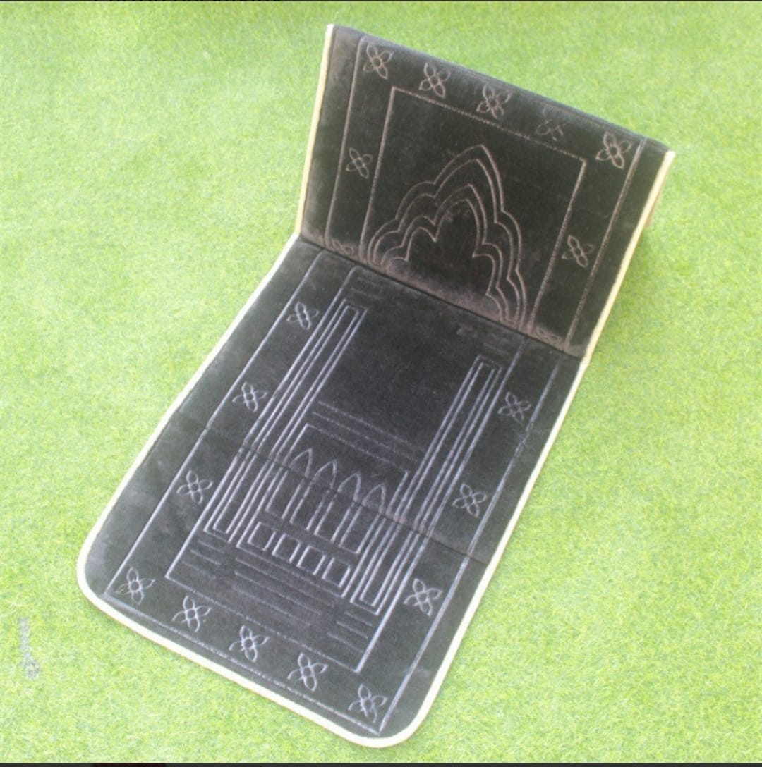 Tapis de Prière avec Dossier Intégré – Siège Orthopédique Pliable (Noir)