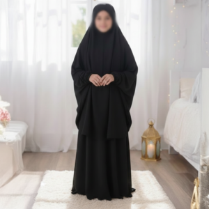 Ensemble Jilbab Fille 2 Pièces – Khimar et Jupe – Tissu Fluide & Confortable